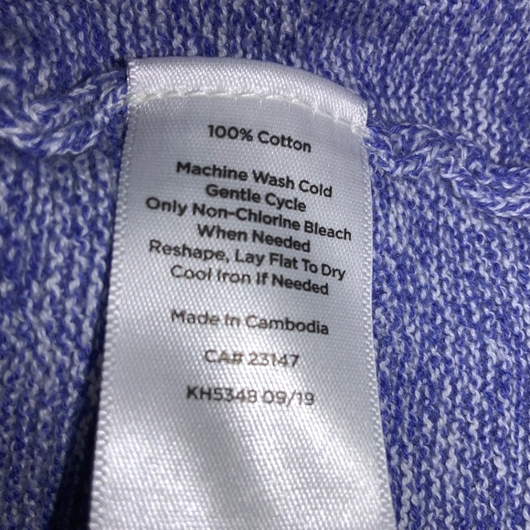 Talbots heathered blue cotton knit top Sz PL 3/4 sleeve button detail New - Picture 5 of 5